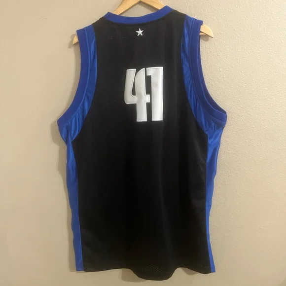 Dallas Mavericks Dirk Nowitzki 41 Mens Large Jersey NSI National Athletic sports - Picture 5 of 5